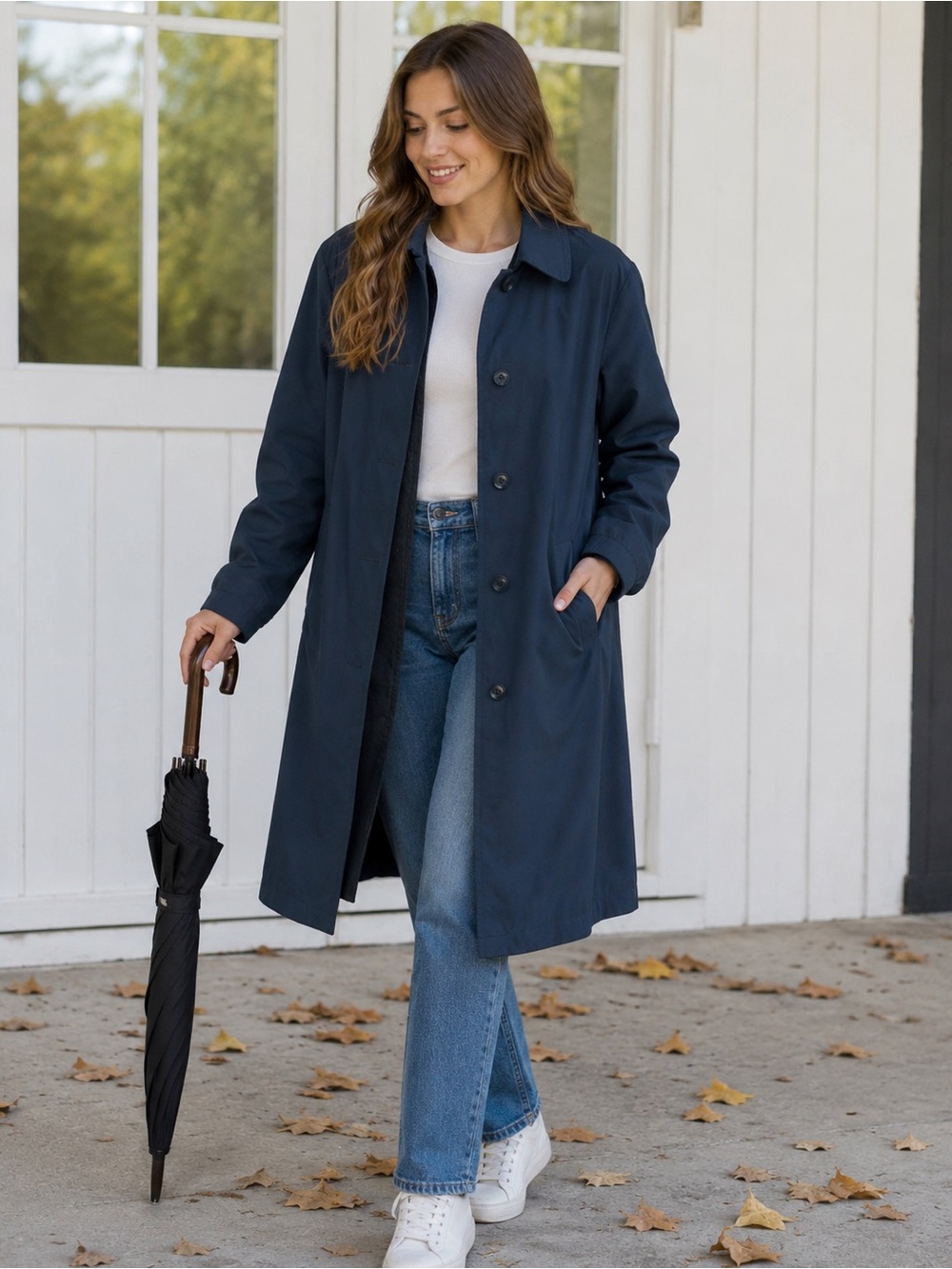 Vintage London Fog Navy Maincoat Fleece Lined Raincoat Petite 8 USA Made